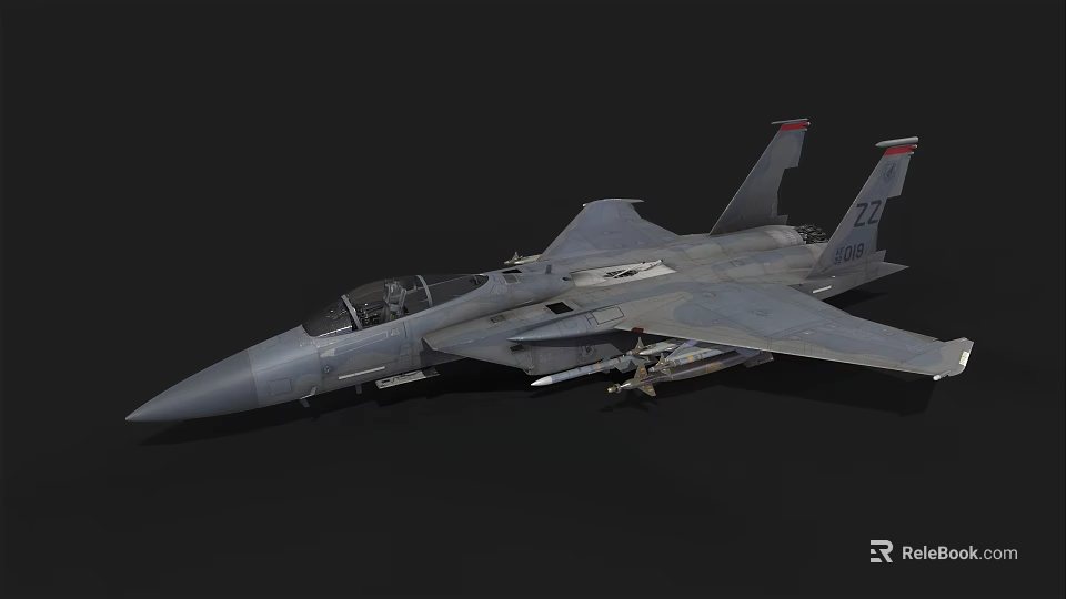 Gray Military Fighter Jet With Cockpit Attached Missiles And Tail Number 227 3d model 