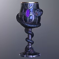 Elegant Dark Ornate Goblet Featuring Purple Gemstone And Intricate Snake Design