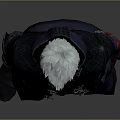 Silver Haired Character With Mystical Creature In Purple Coat And Red Lining 3d model