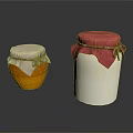 Orange And White Glass Jars With Cloth Covers And String Ties For Household Use
