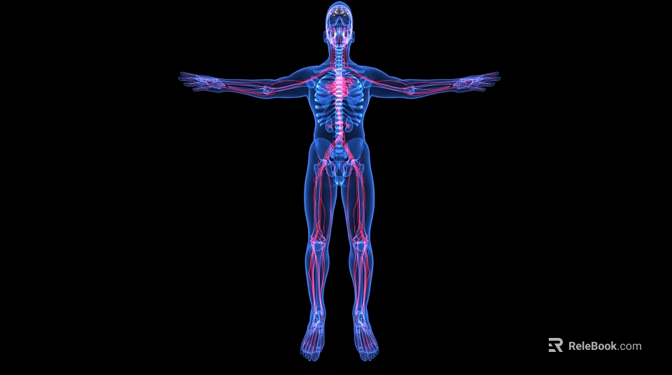 Medical Device 3D Anatomical Model Displaying Human Skeleton And Vessels Structure 3d model 