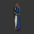 Red Haired Adventurer In Blue Coat With Wolf Companion And Whip Sword Equipment