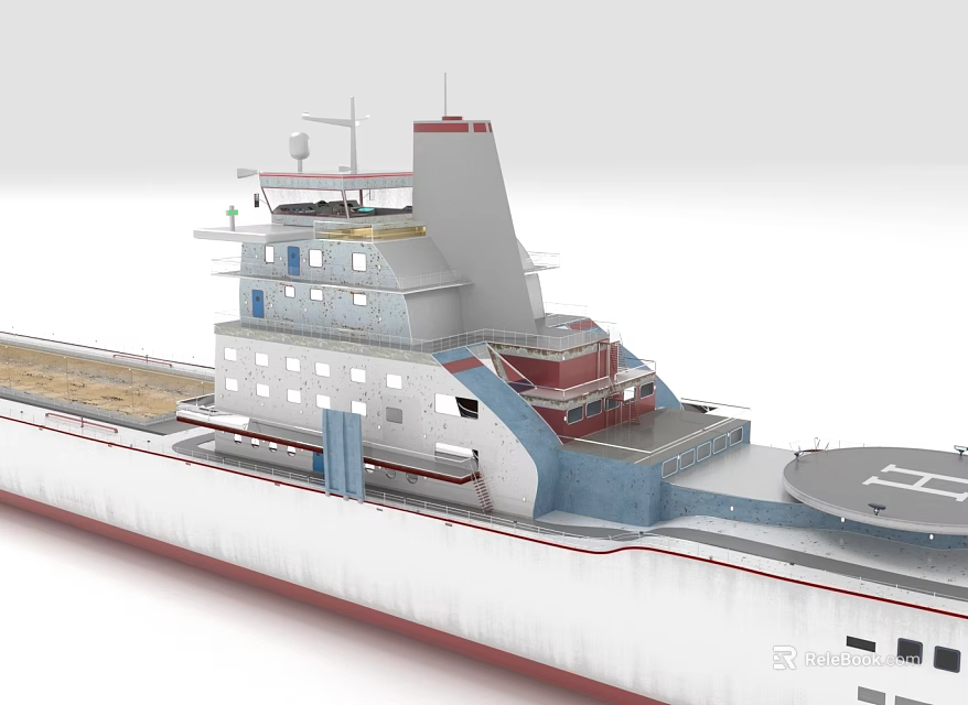Modern Ship Design Featuring Multi level Superstructure And Helicopter Deck 3d model 
