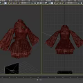 Red Traditional Dress With Long Sleeves Black Skirt Gray Apron And Gold Trim
