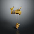Yellow Mechanical Hoist Equipment with Steel Cable Drum and Lifting Hook