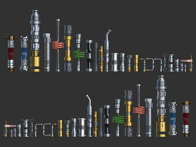 Assorted Industrial Mechanical Metal Parts With Various Shapes Sizes And Designs 3d model Assorted Industrial Mechanical Metal Parts With Various Shapes Sizes And Designs 3d model