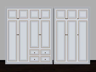 Modern White Wardrobe Design With Double Doors Drawers And Frame Structure 3d model