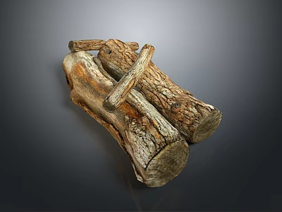 Natural Wood Logs With Rough Bark Texture Stacked In Rustic Scene 3d model