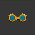 Fashionable Yellow Goggles with Blue Lenses Spiked Decorations and Black Strap