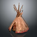 Modern Tepee Interior Design With Traditional Leather And Decorative Wooden Poles