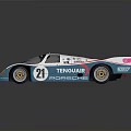 White Racing Car With Blue Pink Stripes Numbers 21 27 Sponsor Blackthorn Porsche Sleek Design