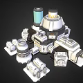 Industrial Technical Equipment With Multiple Mechanical Modules And Different Shaped Connector Components