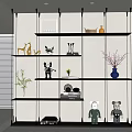 Modern Black Floating Shelves With Decorative Figurines Vase Books In Bright Room