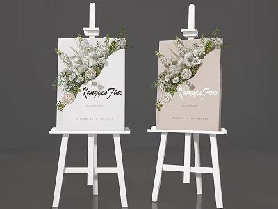 Elegant Decorative Easels With Floral Display Boards And Krappa Fine Branding 3d model