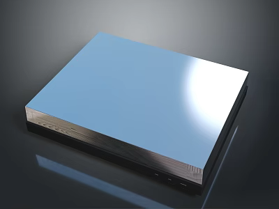 Blue Square Panel with Sleek Glossy Surface and Black Border Design 3d model