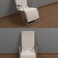 Foldable Lounge Chair Featuring Red Striped Green Canvas And Metal Frame For Outdoor Use