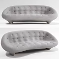 Gray Tufted Multi Person Sofa With Curved Shape And Modern Design 3d model