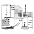 Kids Wooden Playground Equipment With Rope Climbing Net Colorful Climbing Wall Swing And Ladder