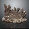 Shiny Rose Gold Crystal Cluster Geometric Decorative Sculpture With Polished Base On Dark Background