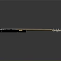 Electric Bass With Orange Red Gradient Body Black Neck White Fret Markers And Gray Background