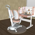 Elegant Pink Luxury Children's Desk With Adjustable Chair And Bookshelf