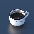 White Coffee Cup With Coffee Text Filled With Coffee And Stains On Rim