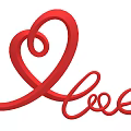 Modern Artistic Red Heart Shape Design With Love Text Decoration Elements