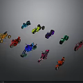 Various Colorful Toy Motorcycles With Neon Lights And Different Styles