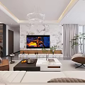 Elegant Modern Open Plan Living And Dining Room With Comfortable Sofas And Spacious Bright Interior