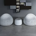 Modern Style Leisure Sofa Set With Perforated Design And Small Round Table 3d model