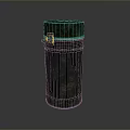 Old Green Cylindrical Metal Canister With Rusty Surface And Metal Clasp