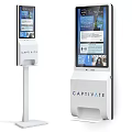 Public facility digital information display kiosk with standalone interactive screen and user interface
