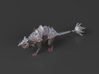 Detailed Armored Wolf Like Mythical Creature With Spiked Tail And Saddle For Fantasy Riders 3d model