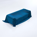 Two Seater Sofa Covered with Blue Cloth in White Background with Soft Fabric