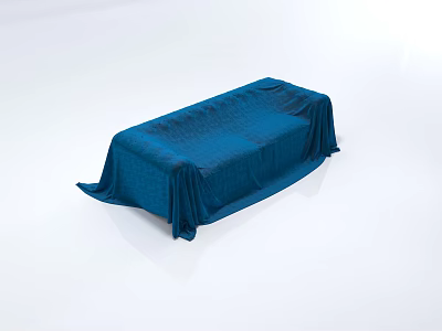 Two Seater Sofa Covered with Blue Cloth in White Background with Soft Fabric 3d model