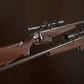 Two High Precision Hunting Rifles With Scopes And Wooden Stocks Displayed On Dark Background