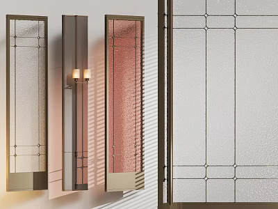Modern Interior Decorative Screen With Textured Glass And Metal Geometric Frame 3d model
