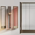 Modern Interior Decorative Screen With Textured Glass And Metal Geometric Frame 3d model