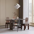 Dining Table and Chair Combination Dining Chair Dining Table Chandelier 3d model