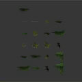 Various Green Plants Collection Including Trees And Shrubs On Grey Background