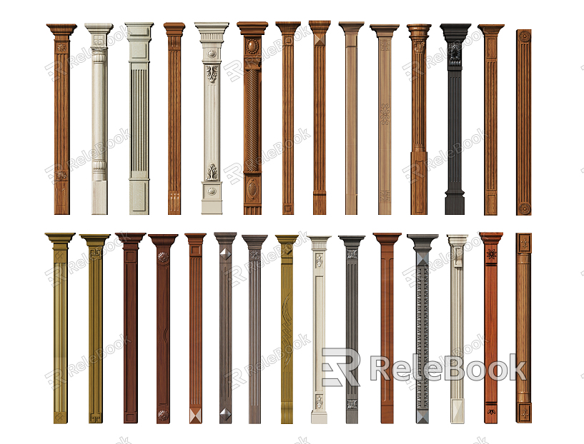 Simple European Roman Column Solid Wood Roman Column Combination model