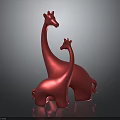 Two Shiny Red Giraffe Figurines On Dark Background For Decorative