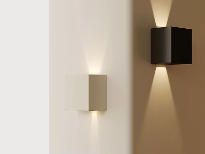 Modern White And Black Wall Lamps Mounted On Wall With Lighting Effect 3d model
