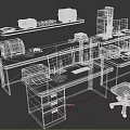 Modern Office Desk Setup With Dual Monitors Printer Papers Drawers And Ergonomic Chair