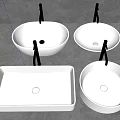 Modern Minimalist Bathroom Washbasin with Oval Rectangular Round Shapes Ceramic Finish and Chrome Faucet