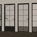 Four Modern Black Frame Glass Hinged Doors with Diverse Panel Designs in Interior
