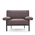 Modern Brown Leather Single Sofa With Black Metal Legs And Armrest Design 3d model