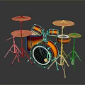 Stylish Modern Drum Set With Colorful Drums And Cymbal Stands For Home Use