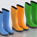 Colorful Rain Boots Collection Showcasing Blue Orange And Green Colored Pairs