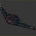 Blue Green Camouflage Aircraft with Flying Wing Design and Stealth Features